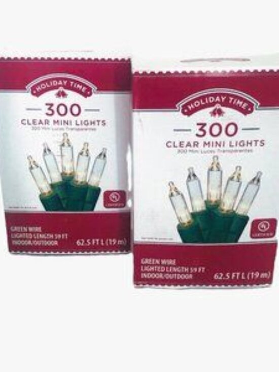 Holiday Time Clear 300 Mini Holiday Lights Green Wire Indoor/Outdoor 62.5 ft ea - Picture 2 of 13